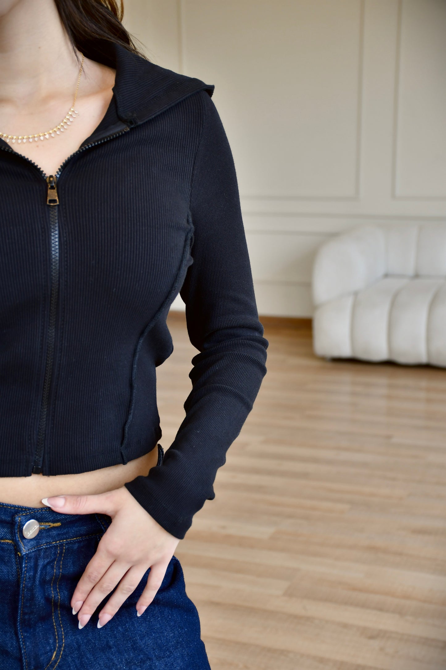 Ribbed Cropped Jacket