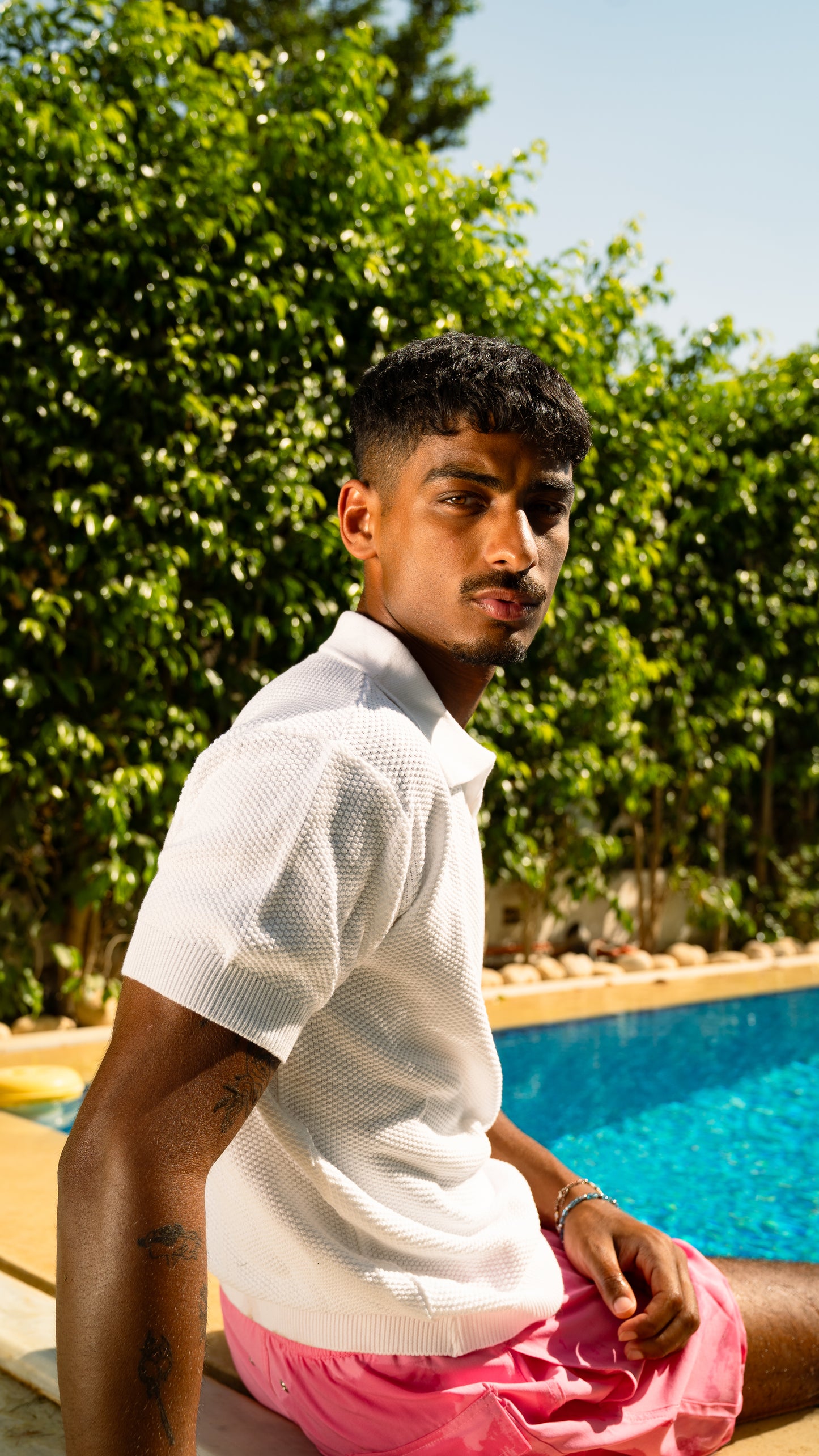 White Knitted Polo