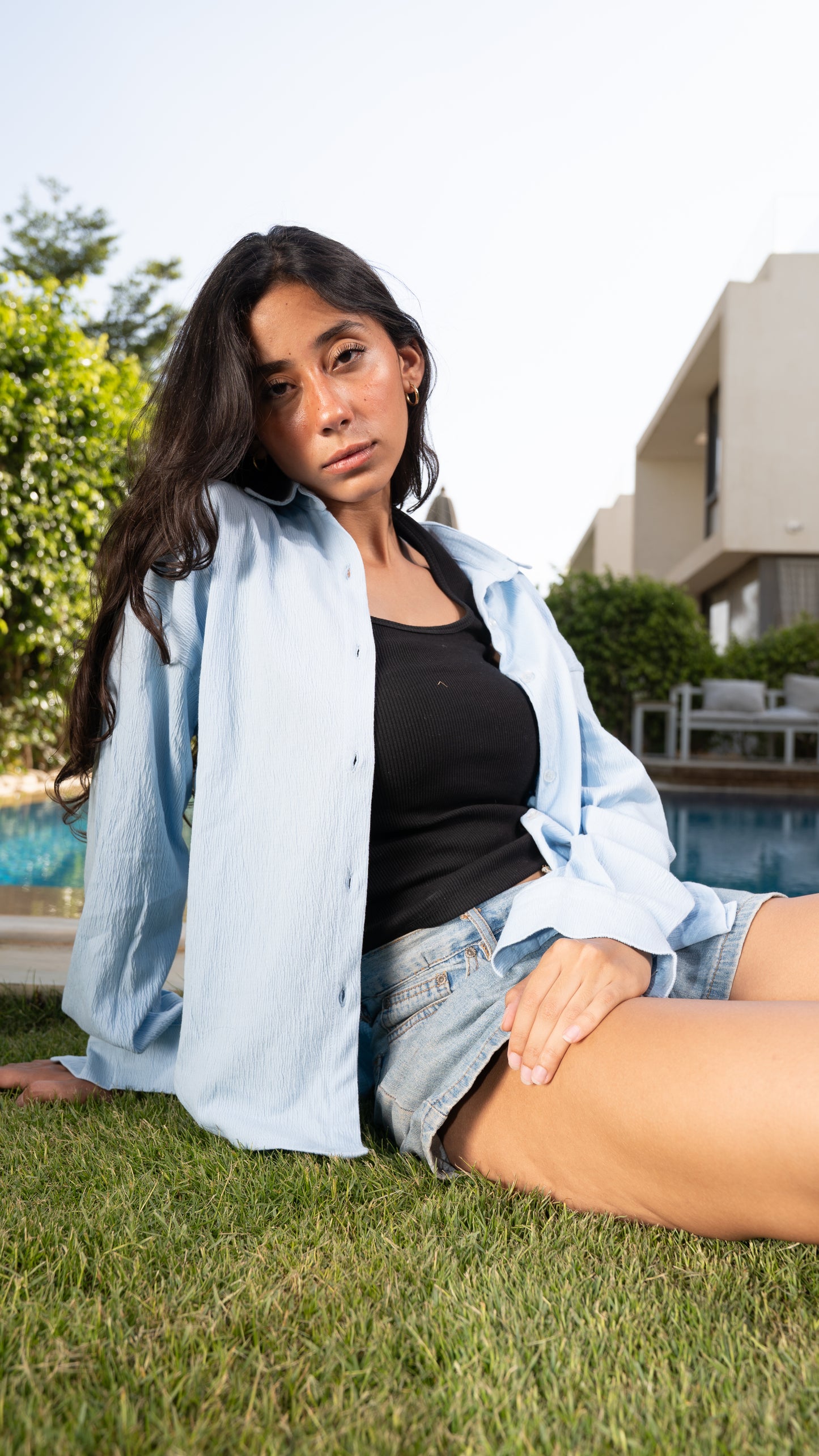 Blue Flowy Shirt