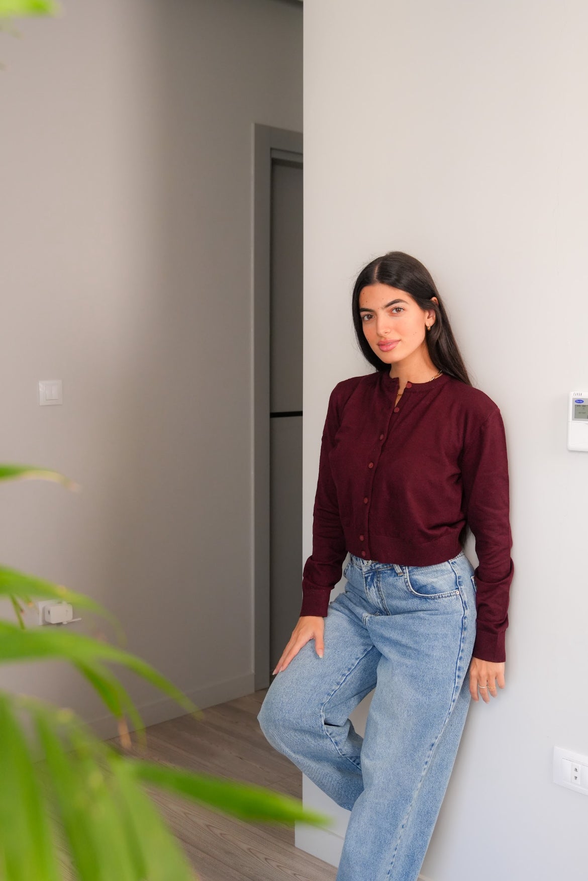 Burgundy Buttoned Cardigan