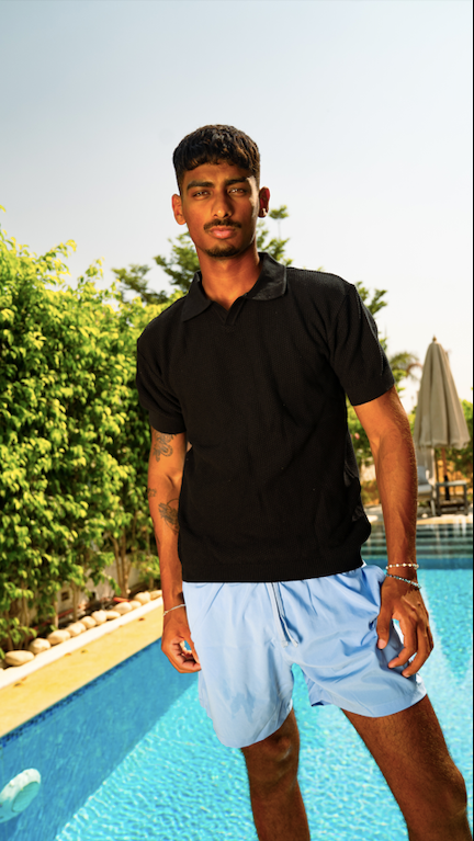 Black Knitted Polo