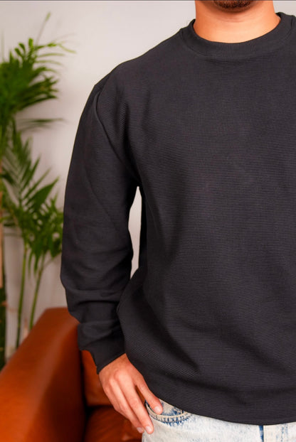 Black Knitted Crew Neck