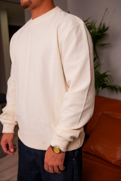 White Knitted Crew Neck