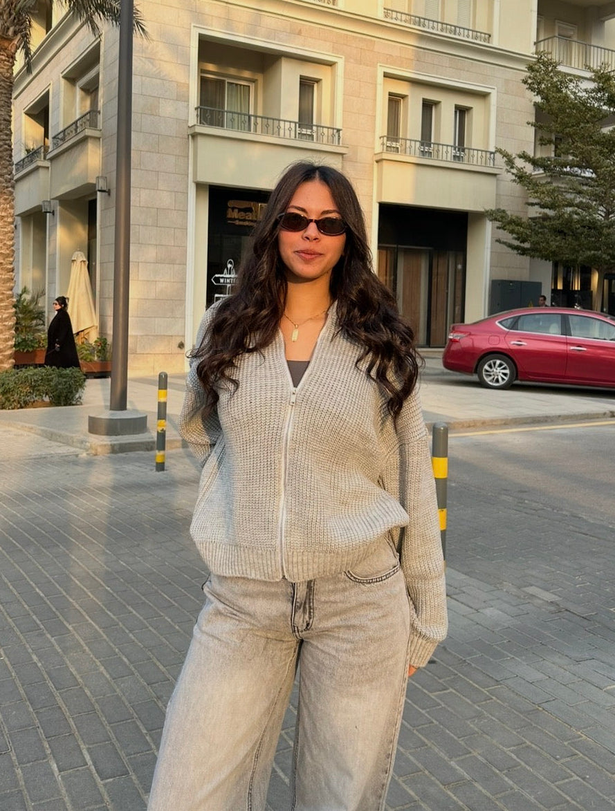 Grey Knitted Jacket