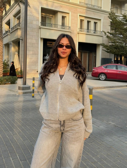 Grey Knitted Jacket