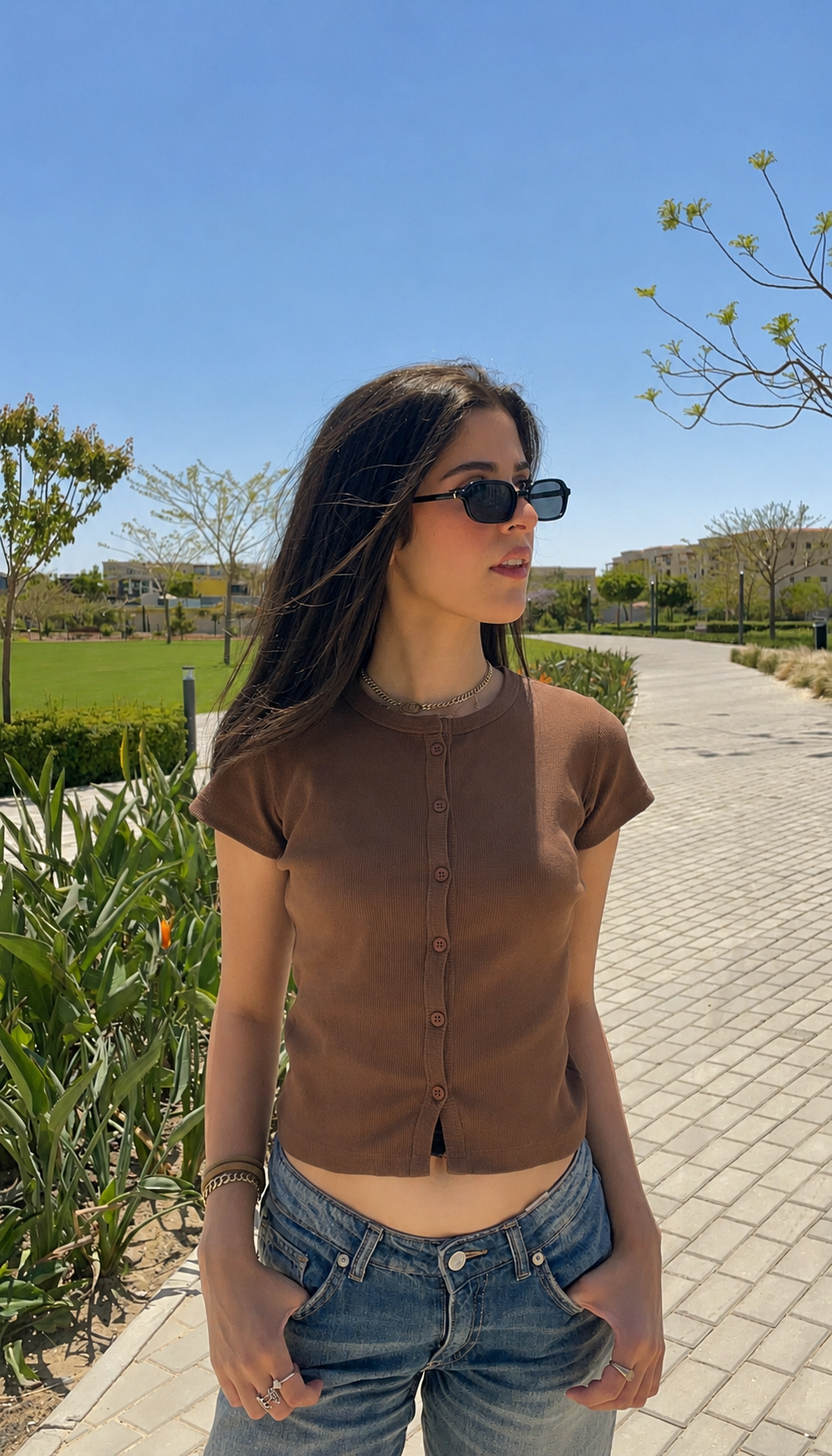 Short Sleeve Ribbed Button-Up