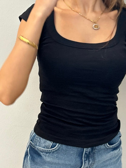 Square Neck Short Sleeve Top