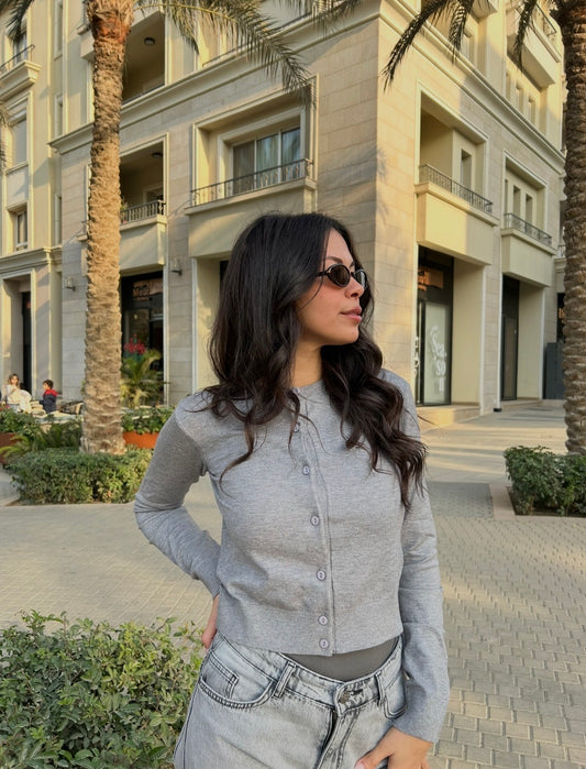 Grey Buttoned Cardigan