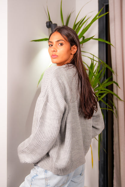 Grey Knitted Jacket