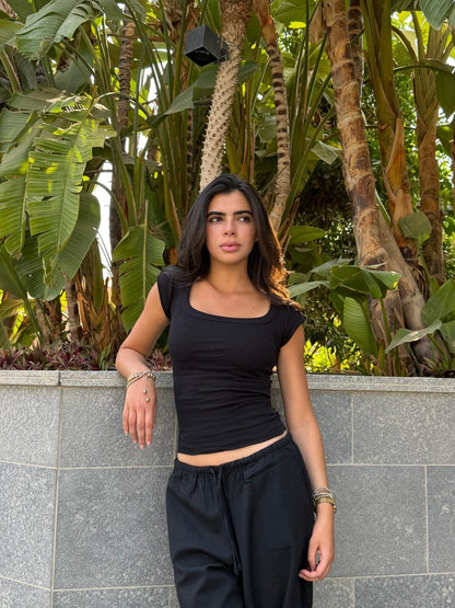 Short Sleeve Square Neck Top