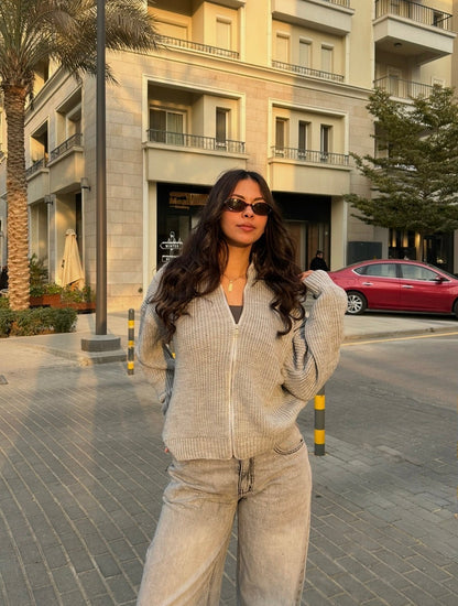 Grey Knitted Jacket