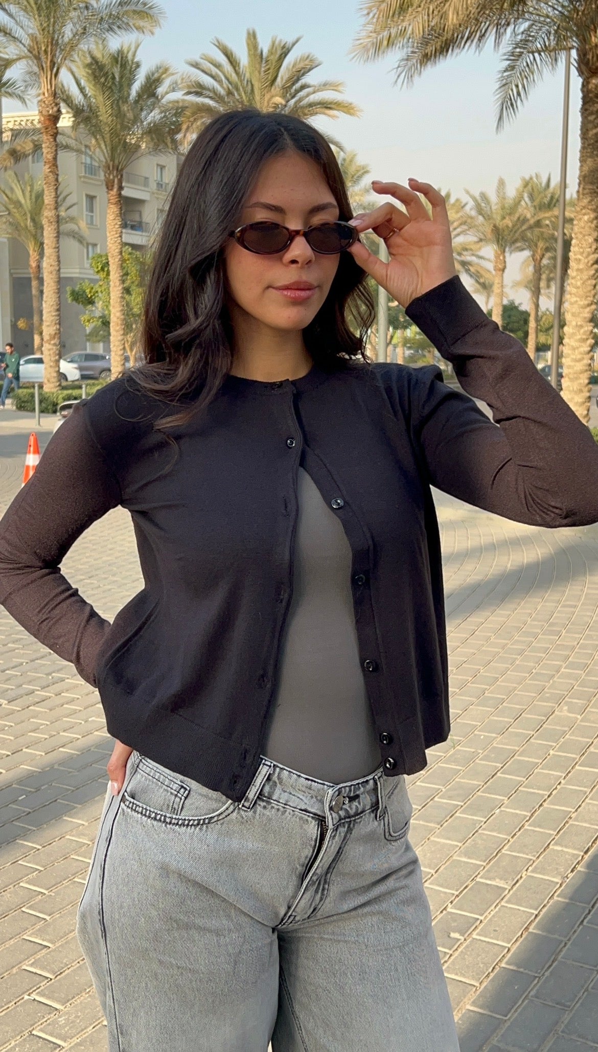 Black Buttoned Cardigan