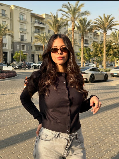 Black Buttoned Cardigan
