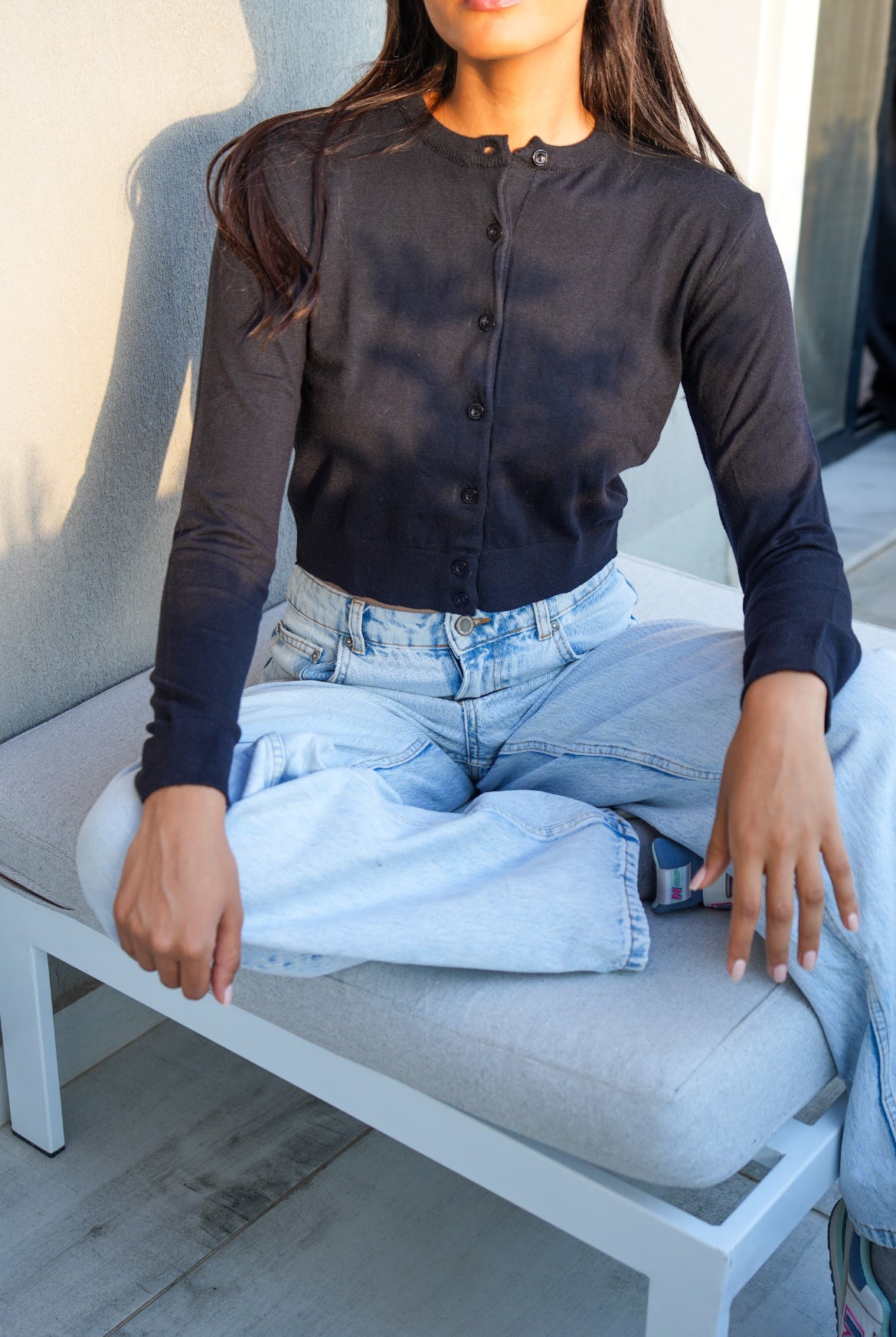 Black Buttoned Cardigan