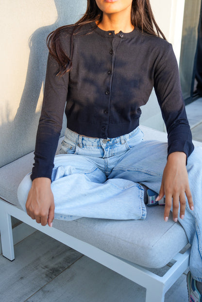 Black Buttoned Cardigan