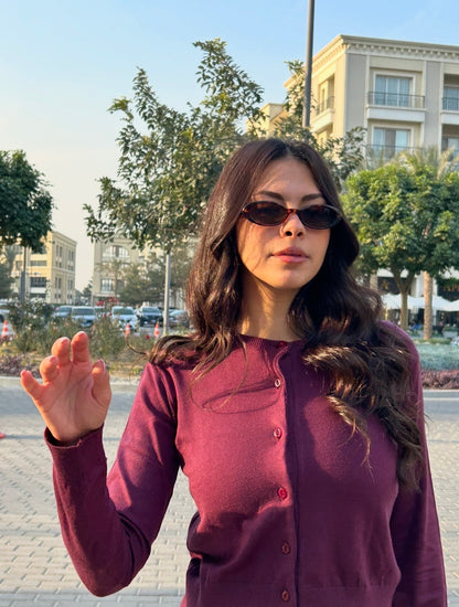 Burgundy Buttoned Cardigan