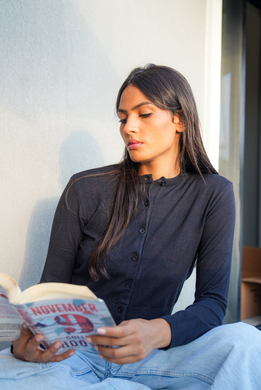 Black Buttoned Cardigan
