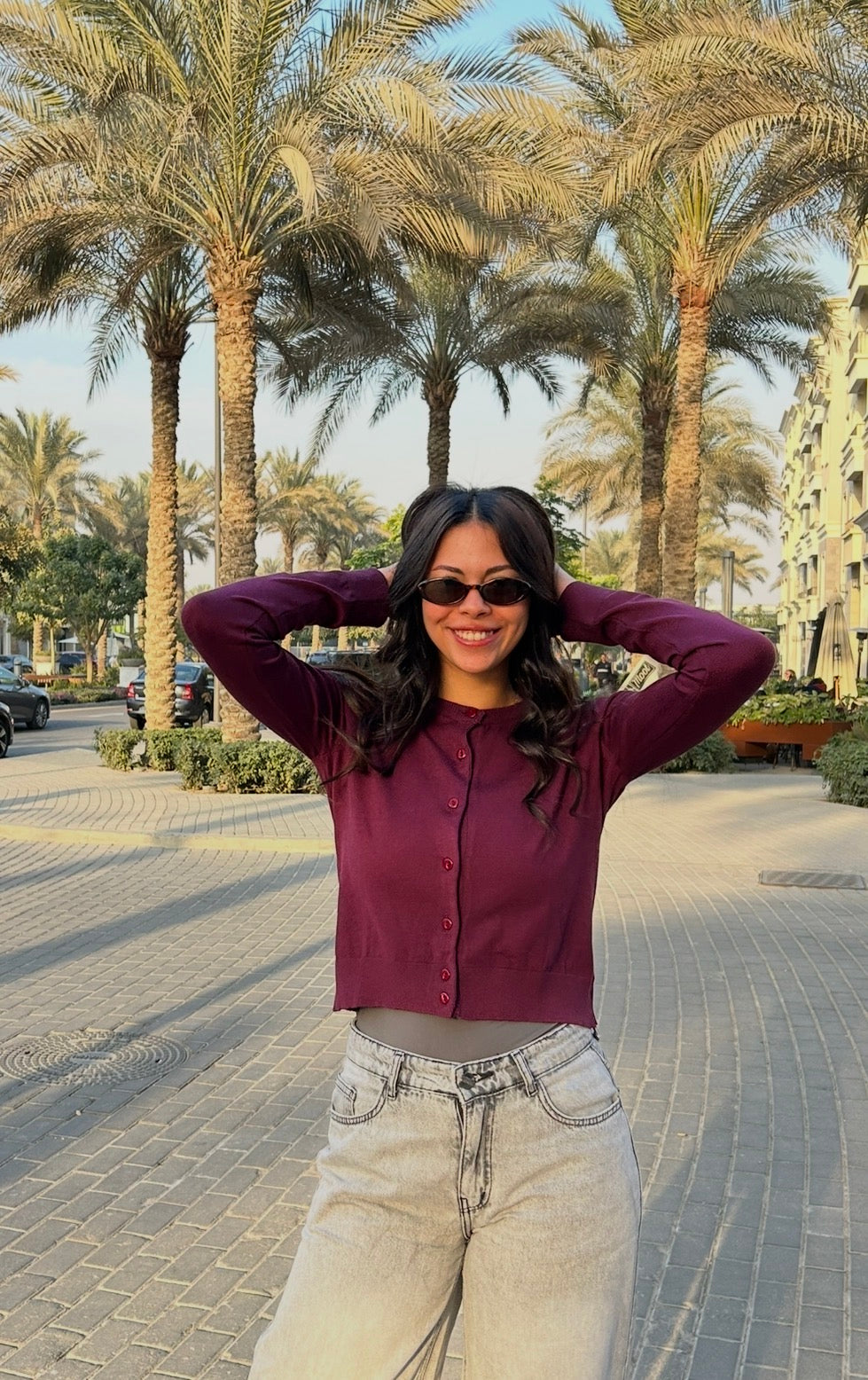 Burgundy Buttoned Cardigan