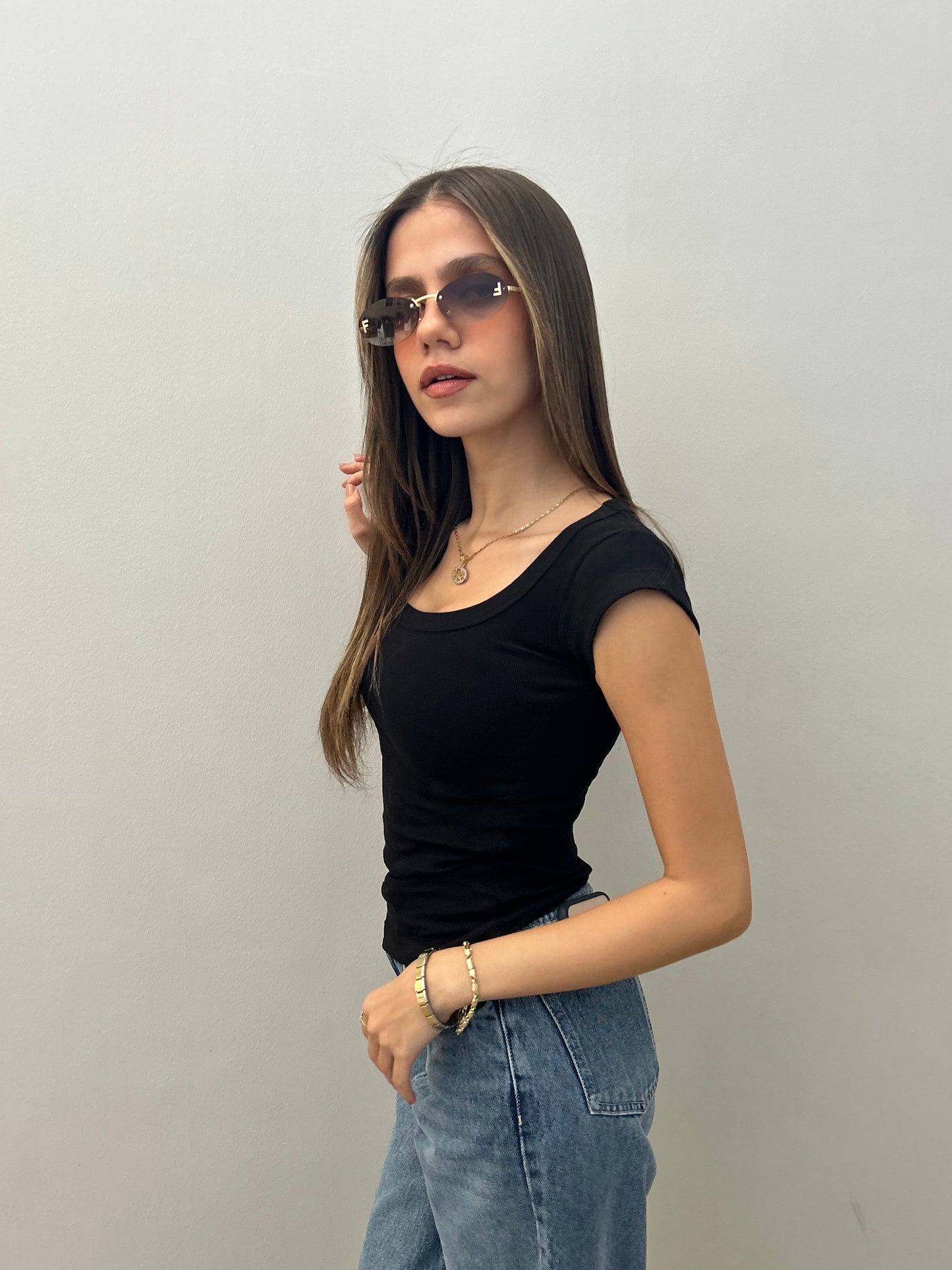 Square Neck Short Sleeve Top