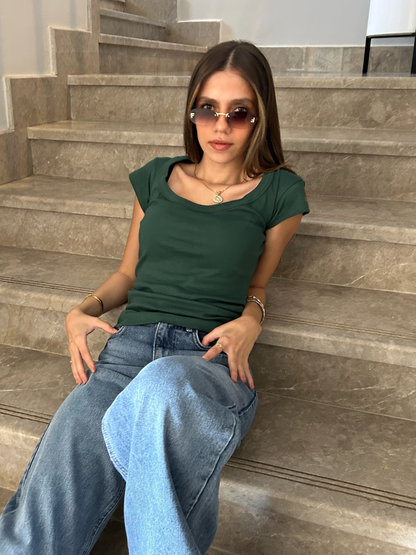 Square Neck Short Sleeve Top