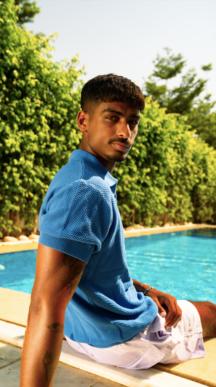 Blue Knitted Polo